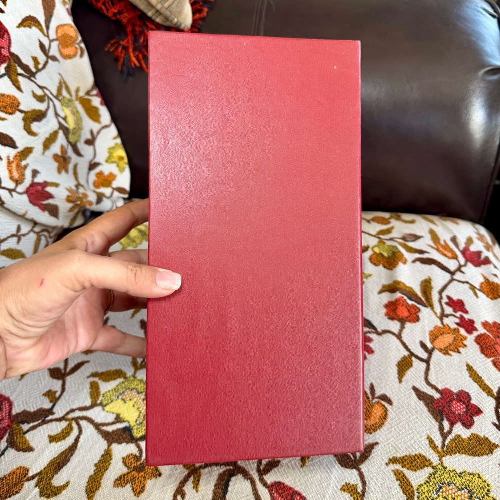 Antique Luxurious Red Velvet Storage Box with Hinged Lid - Picture 8 of 14